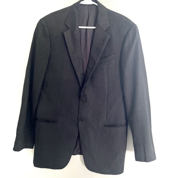 Armani Collezioni Herringbone Grey/Black Two ButtonMen's Jacket